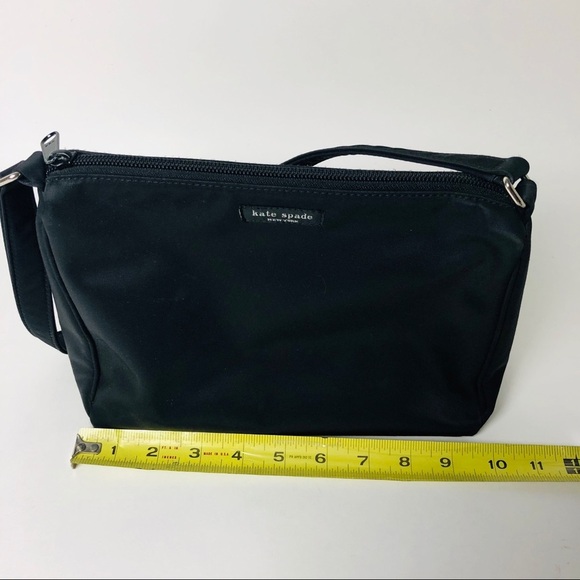 KATE SPADE New York Black Nylon Shoulder Bag Silver Hardware Zip Top Women’s Ha - Picture 5 of 12